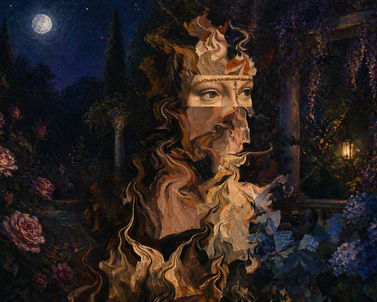 Generative art based on Spring (Primavera), circa 1482, by Sandro Botticelli.