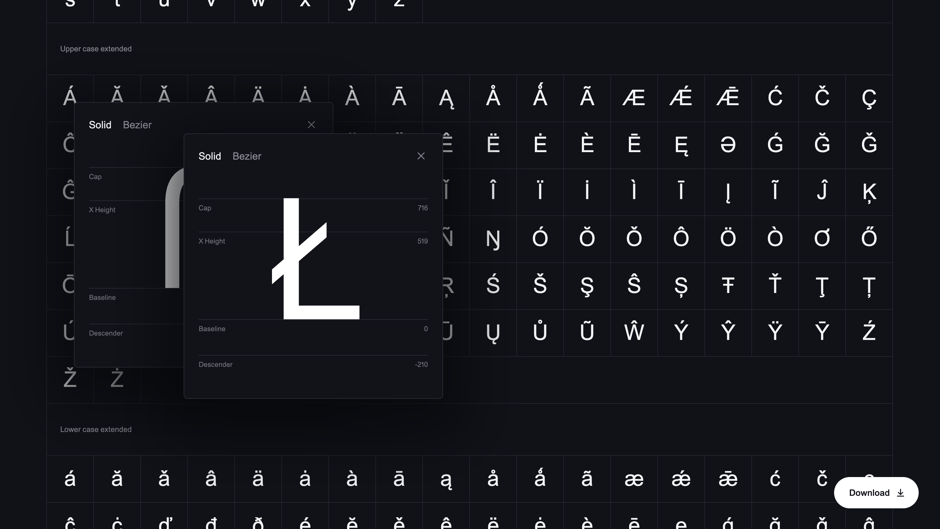 The same grid with a large Ł in the panel.
